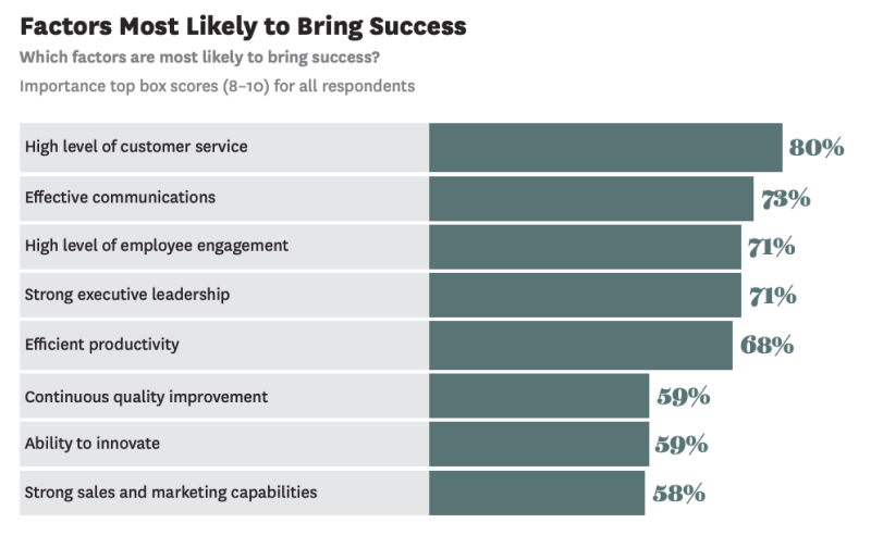 Graph displays factors most likely to bring success for the business