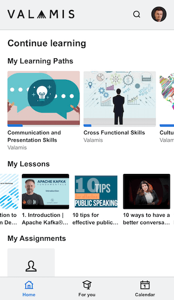 Valamis mobile app screenshot - my learning paths