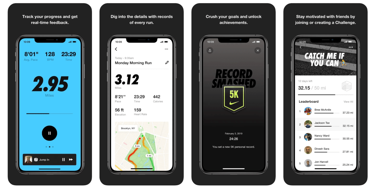 Screenshot from the Nike Running app