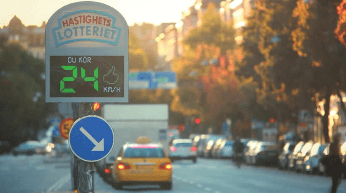 The image of the speed camera lottery in Stockholm, Sweden