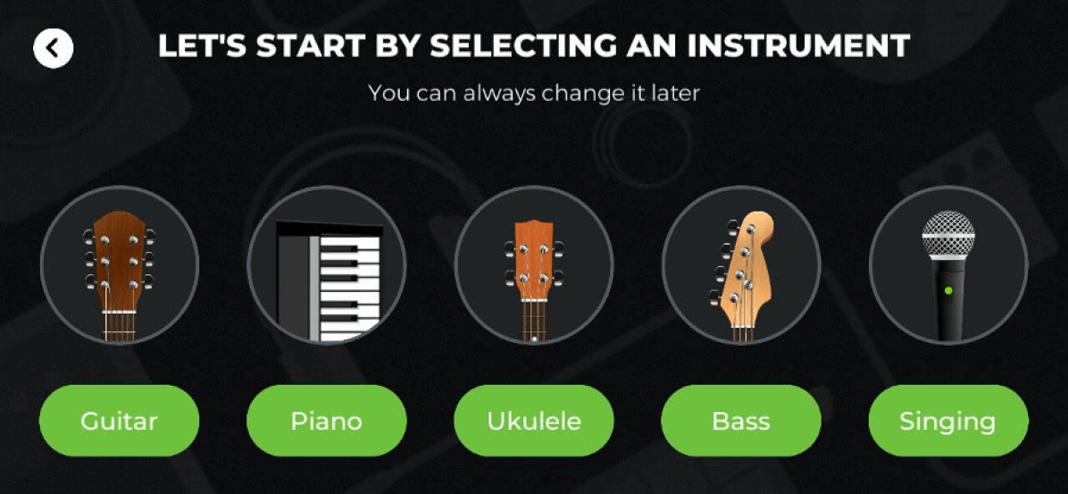 Screenshot from the music learning Yousician app