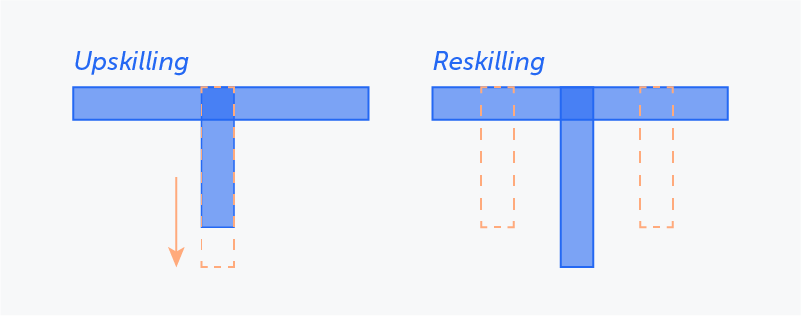 The difference between upskilling and reskilling.