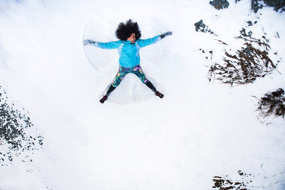 Johanna Hiltunen making snow angel