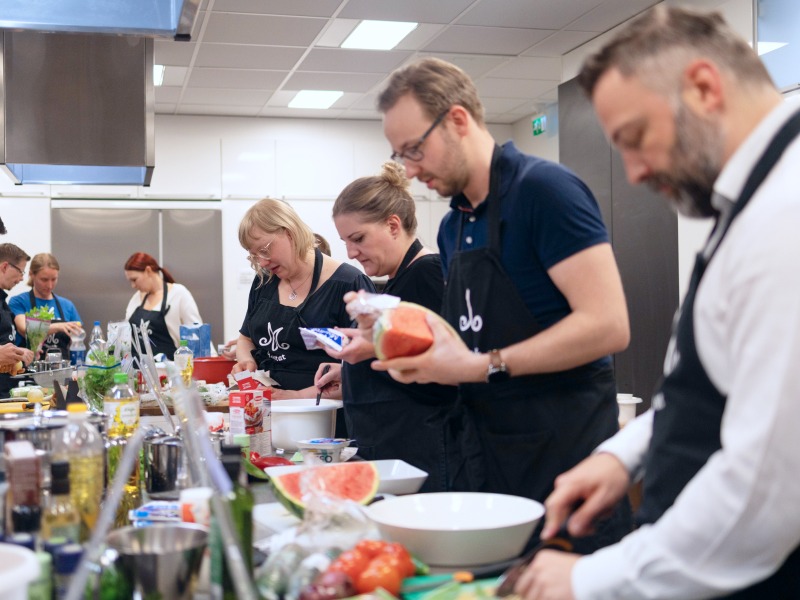 People are at the cooking class