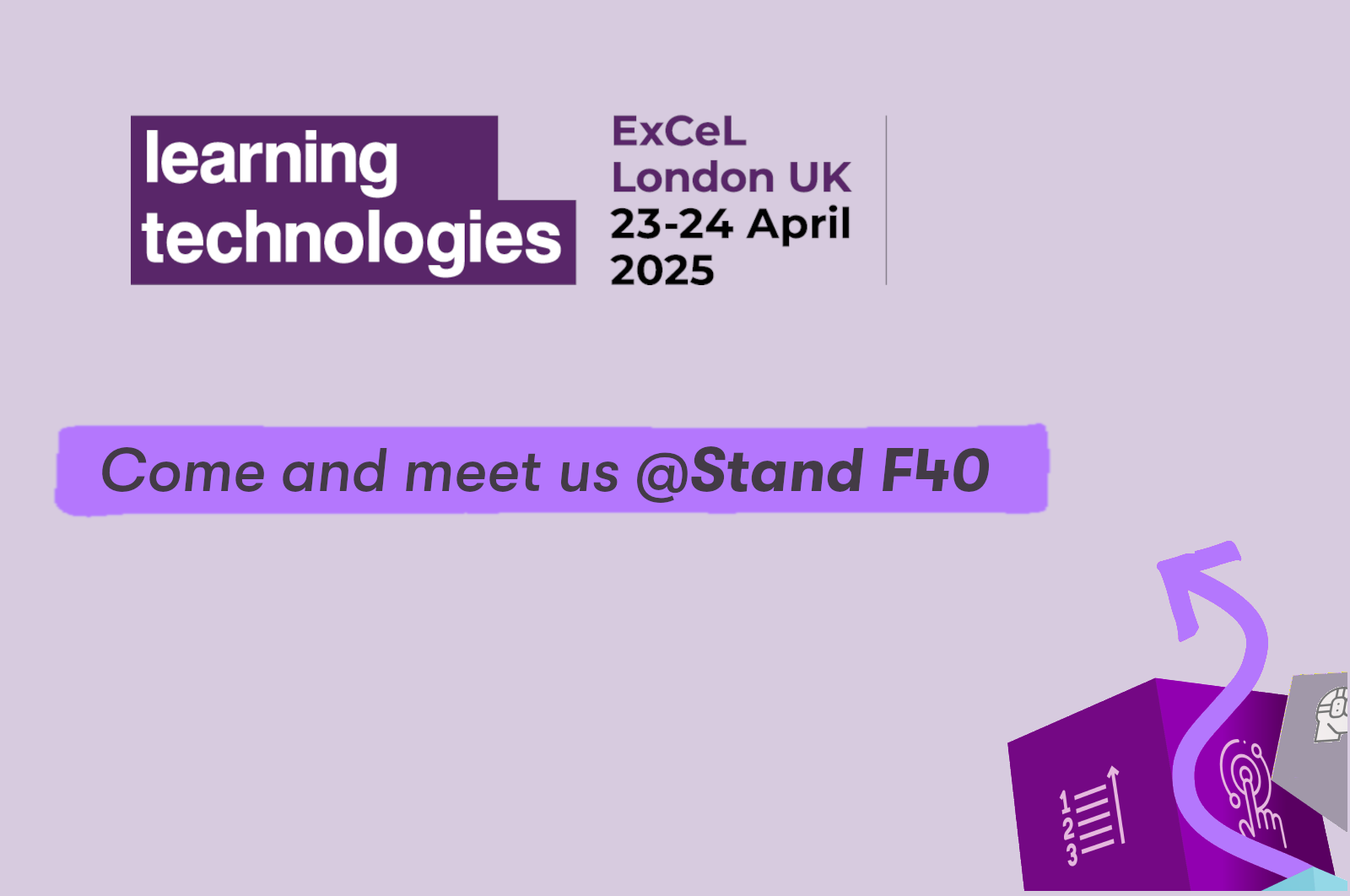 A banner image for Learning Technologies London 2025 with the Valamis stand number