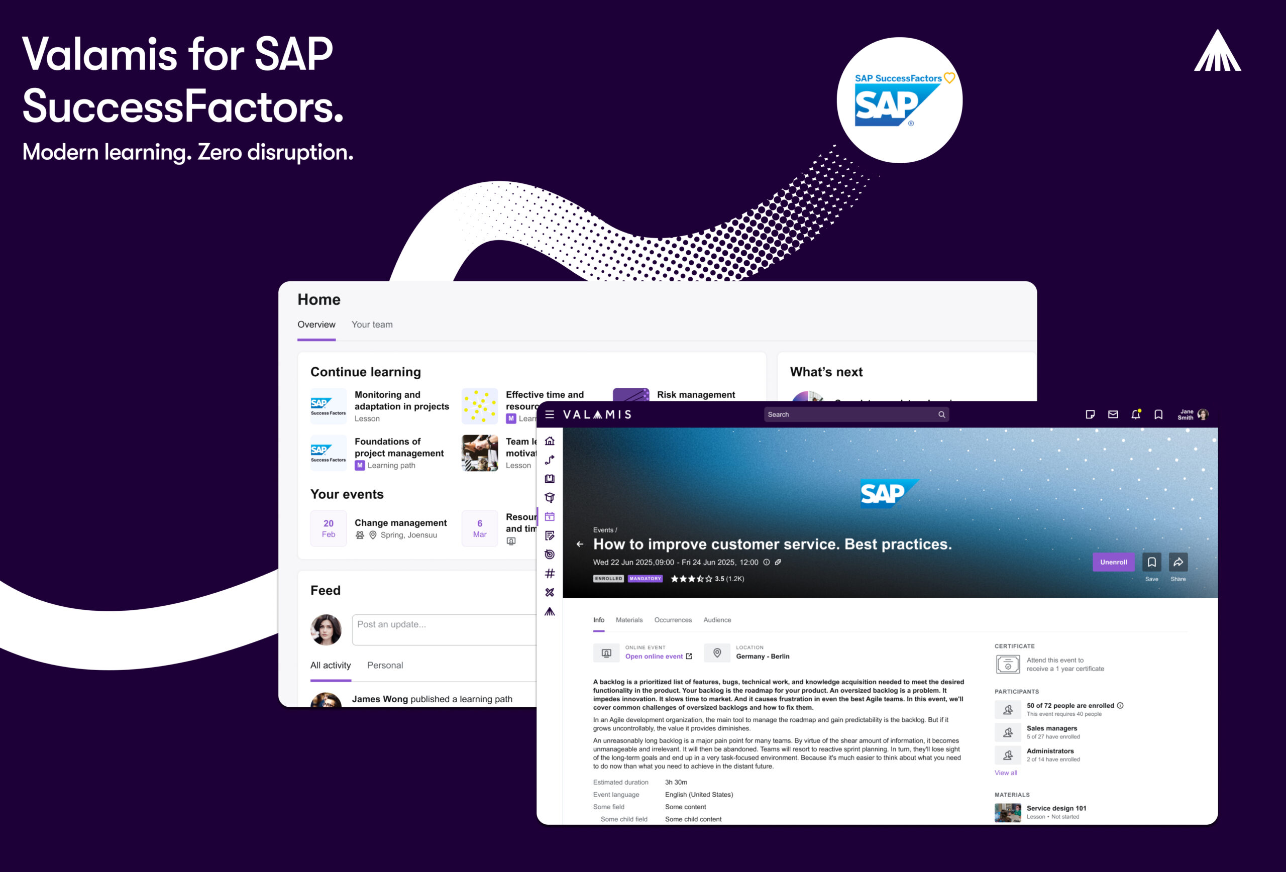an image showing how SAP successFactors looks when using Valamis LMS integration