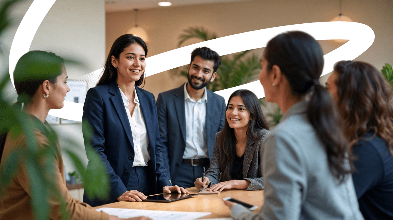 An image of a modern office highlighting employee skills