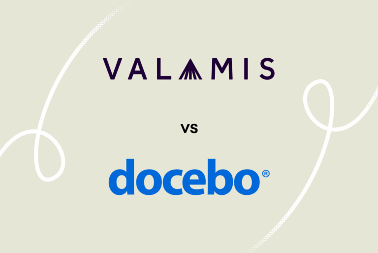 An Image with Valamis branding of the Valamis LMS versus Docebo platform